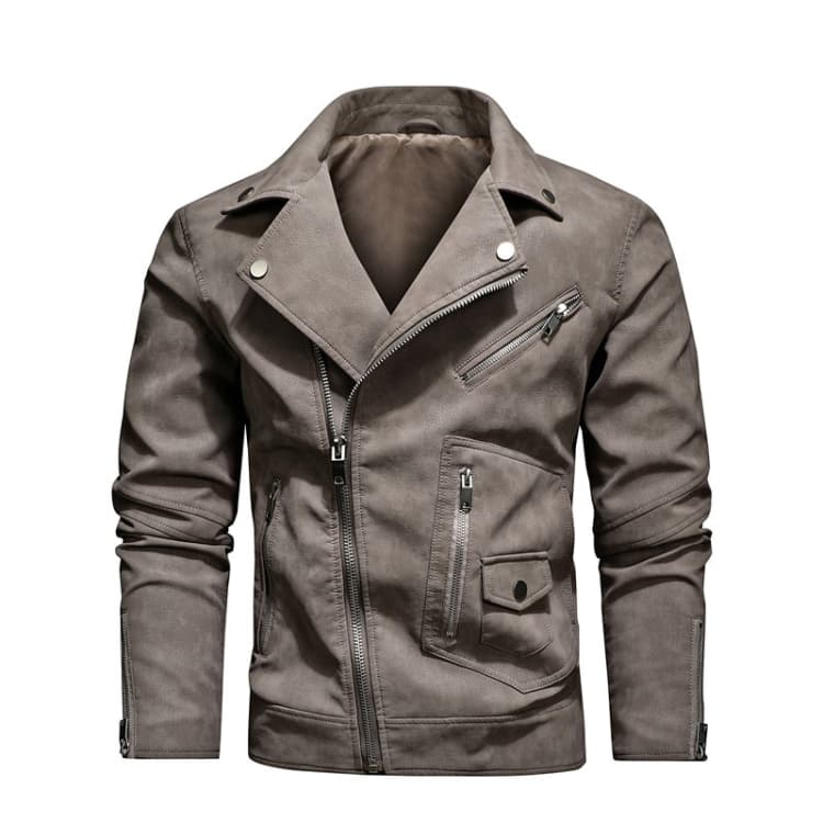 Men Fashion PU Lapel Leather Jacket - Miniatura 3