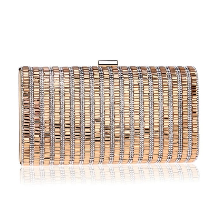 Women Fashion Banquet Party Diamond Square Handbag(Gold)