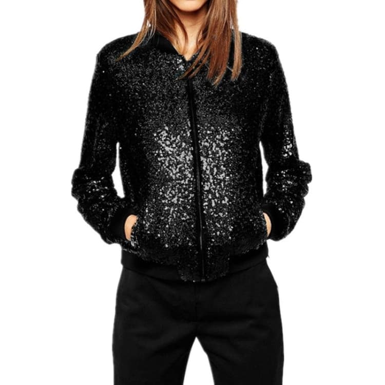 Women Wild Casual Sequin Jacket Short Coat - Miniatura 2