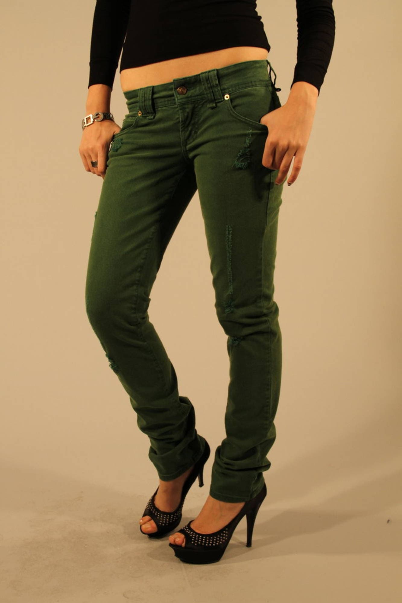 JOHN GALLIANO JEANS DENIM DONNA VERDE - Miniatura 3