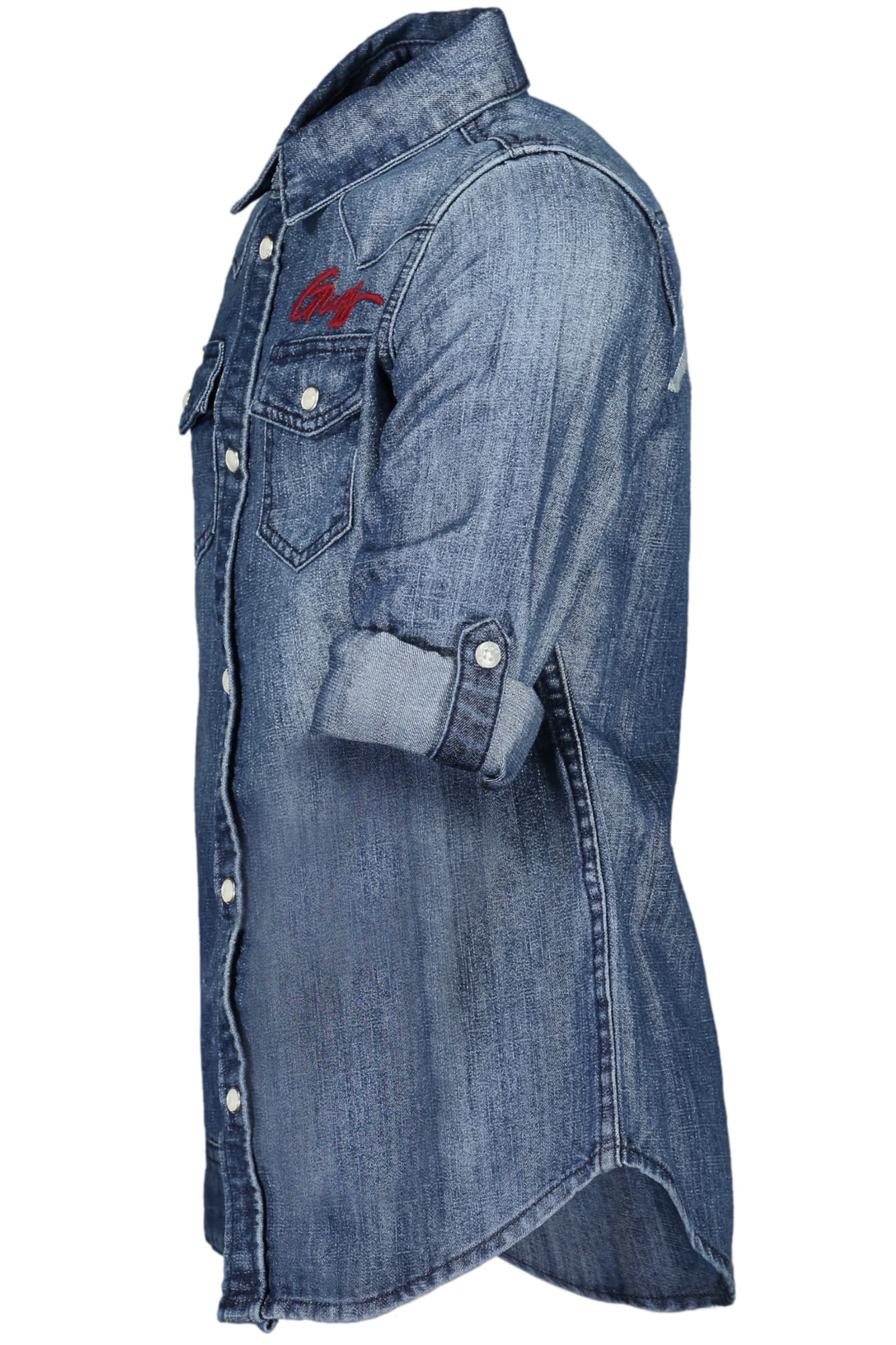 GUESS JEANS CAMICIA MANICHE LUNGHE BAMBINA BLU - Miniatura 3