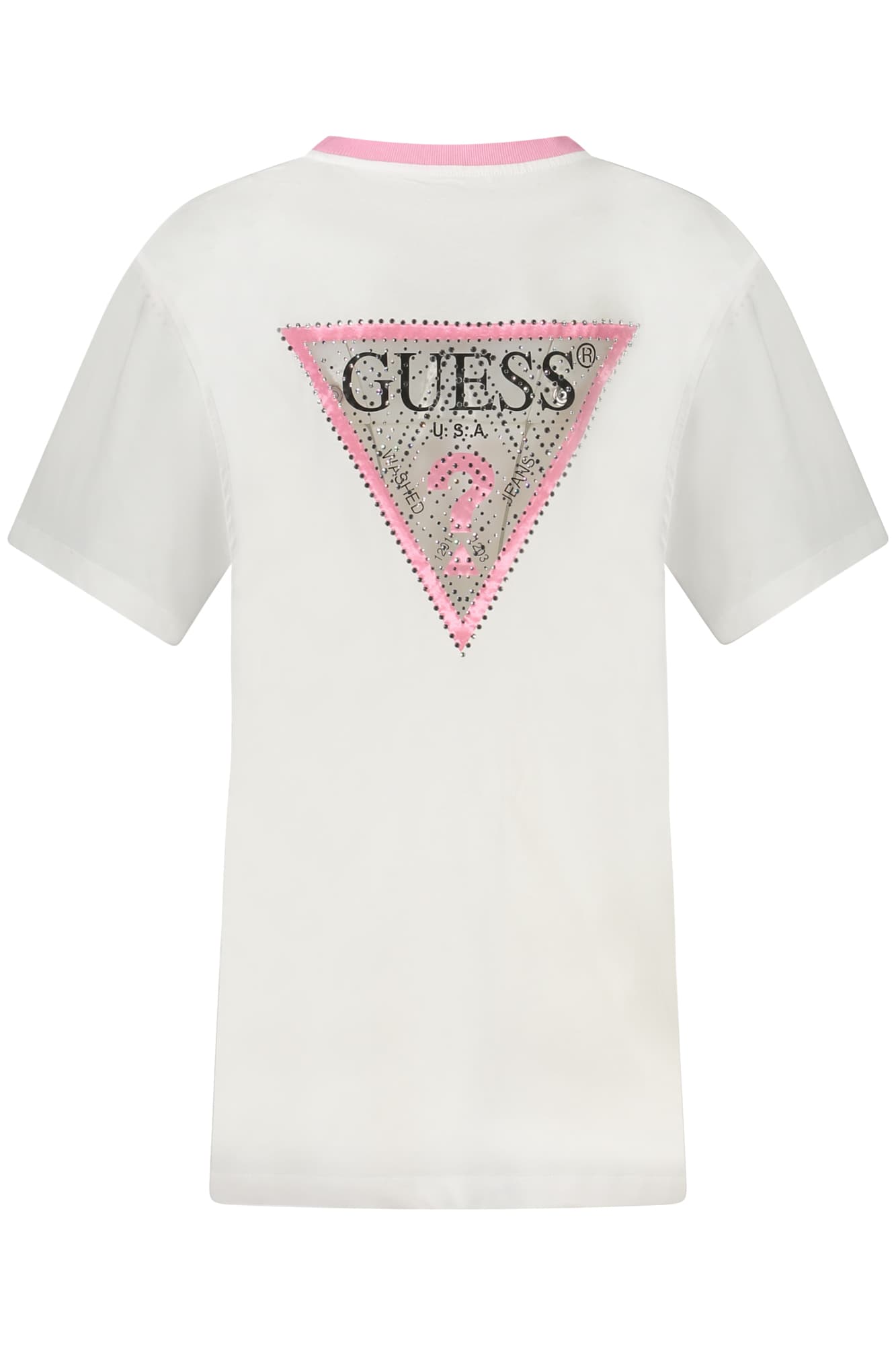 GUESS JEANS T-SHIRT MANICHE CORTE DONNA BIANCO - Miniatura 2