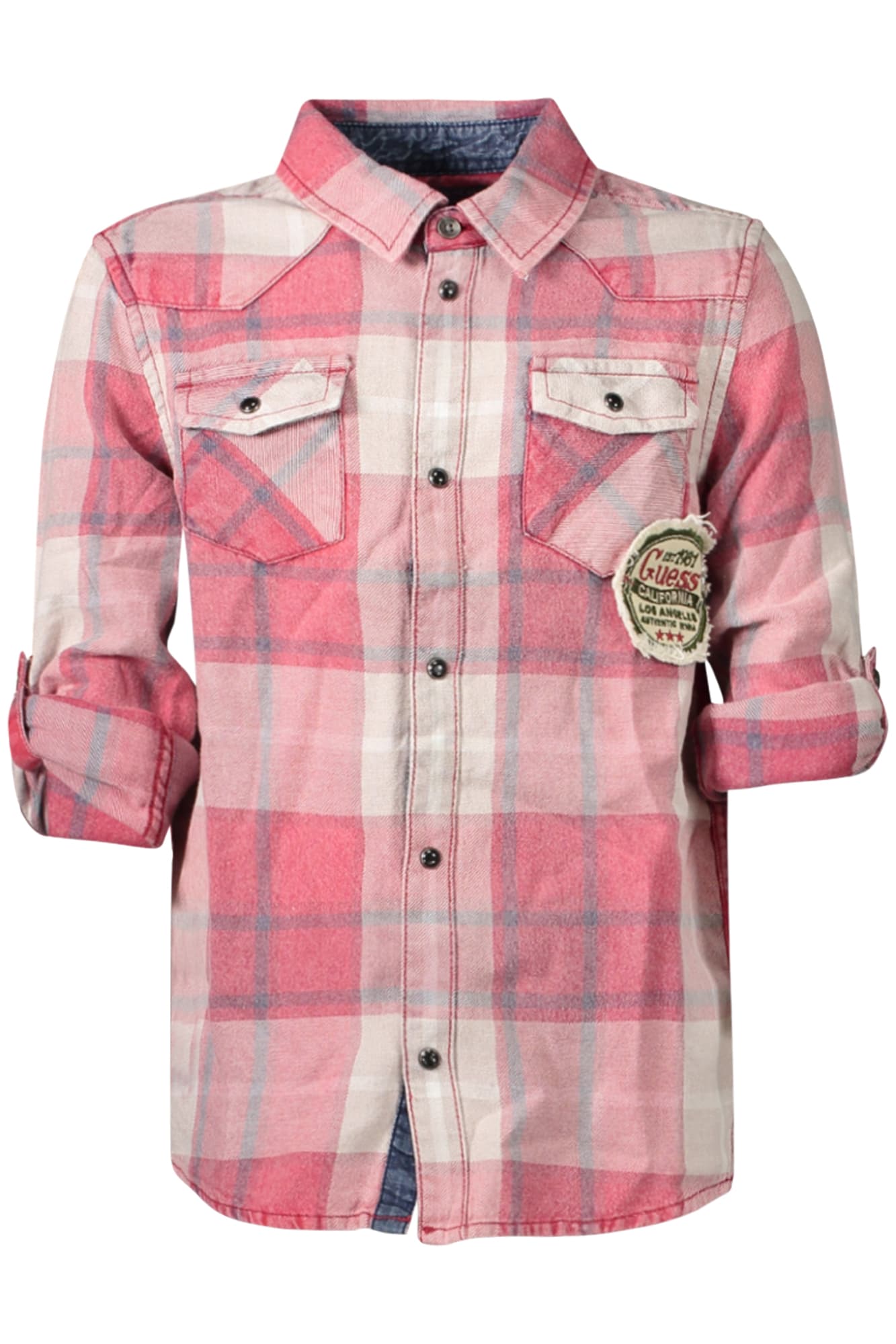 GUESS JEANS CAMICIA MANICHE LUNGHE BAMBINO ROSSO - Miniatura 3