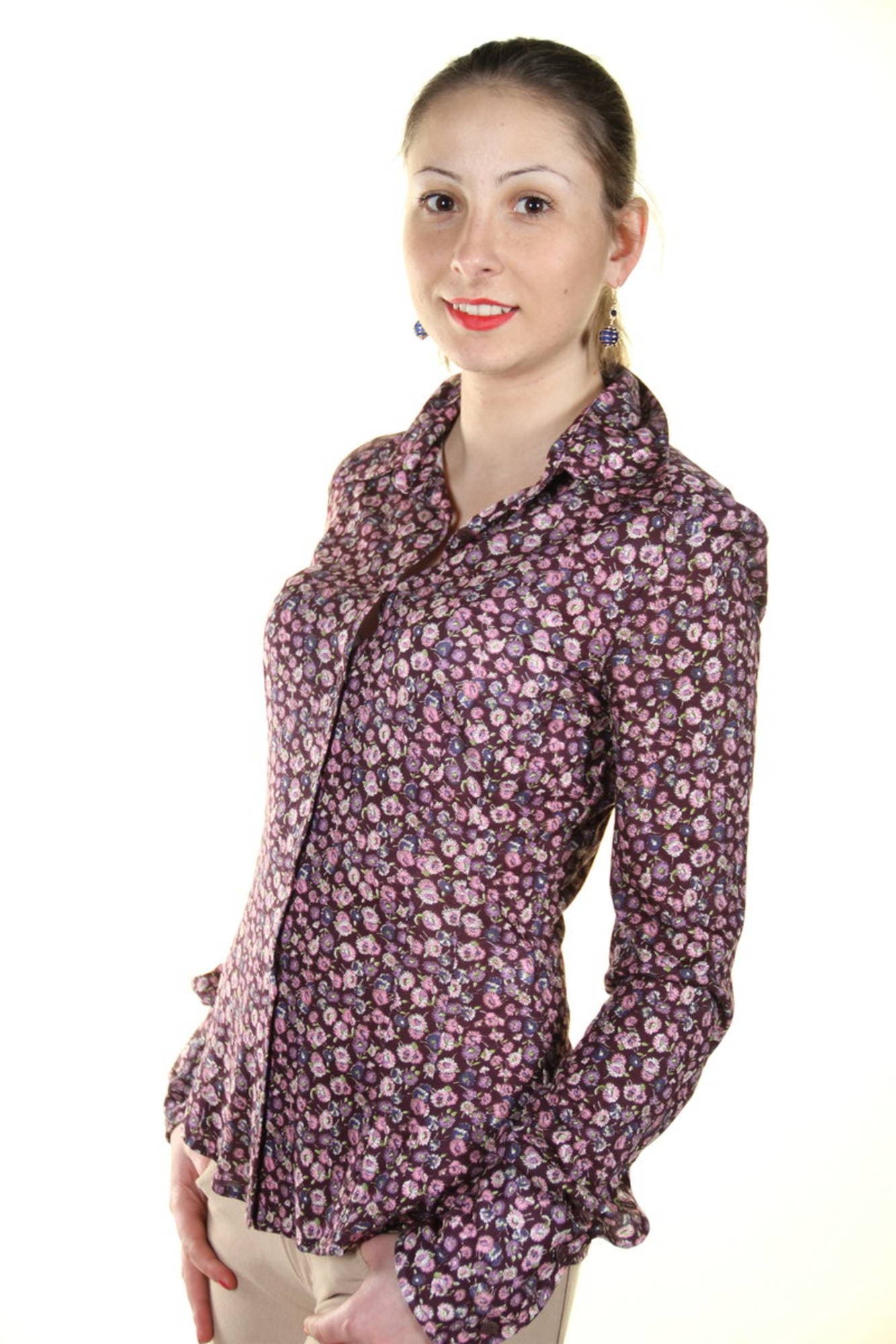 HOLIDAY INN CAMICIA MANICHE LUNGHE DONNA VIOLA - Miniatura 2