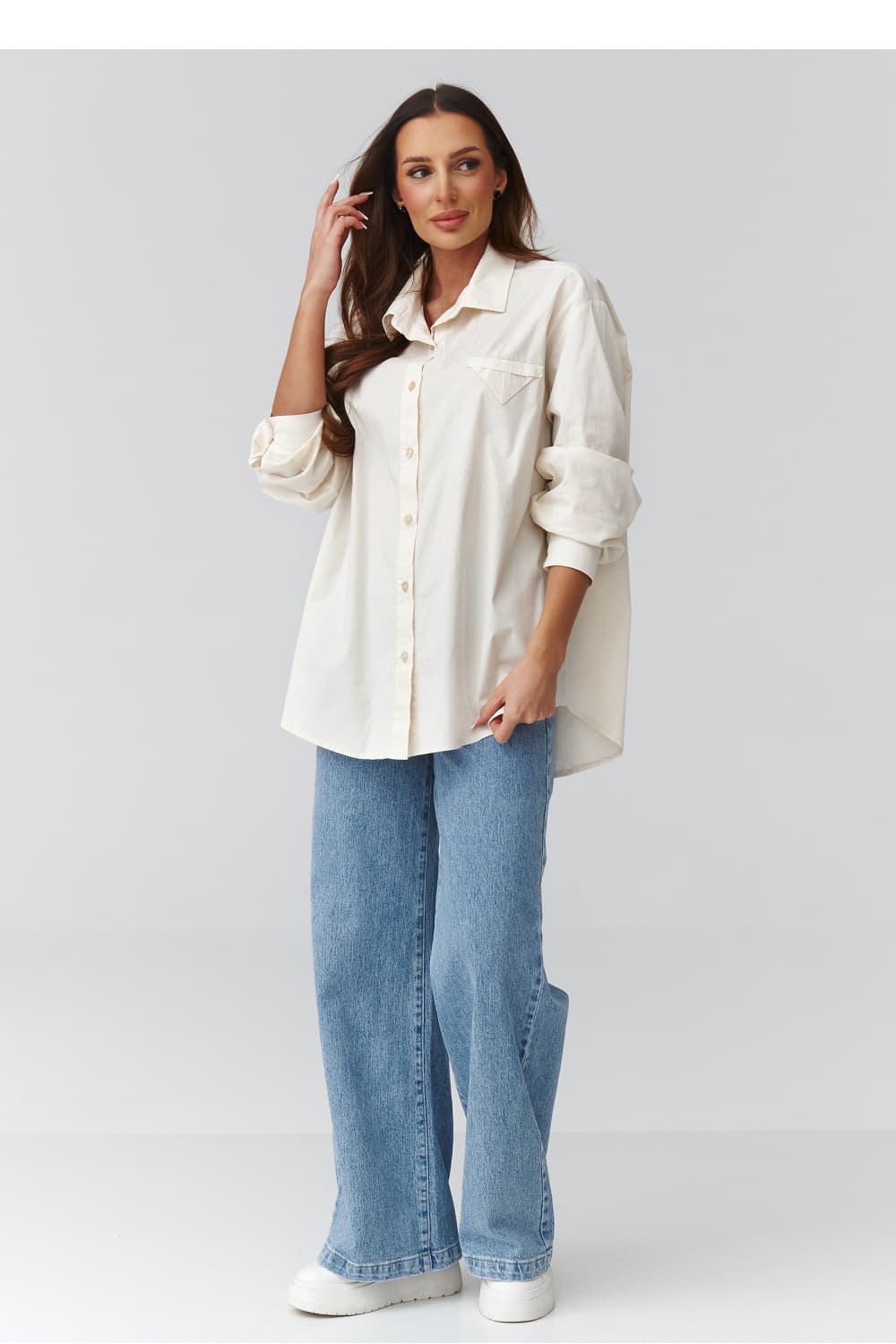 Camicia a manica lunga  model 224101 Makadamia - Miniatura 4