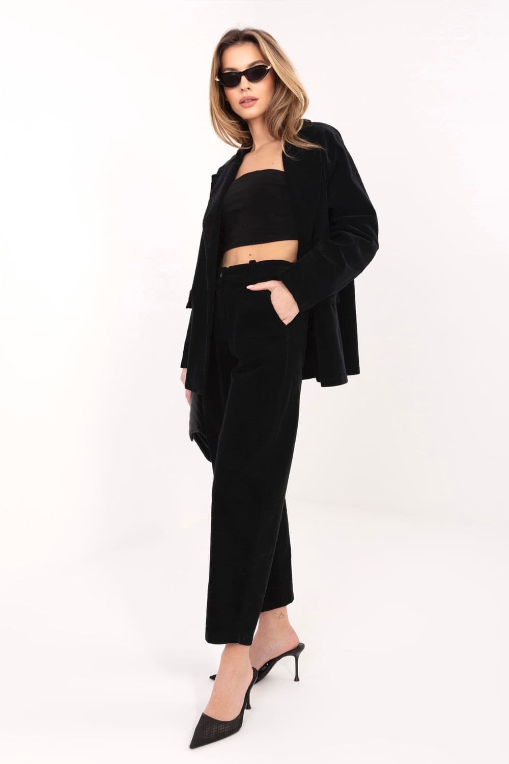 Pantaloni in velluto model 225001 Rue Paris