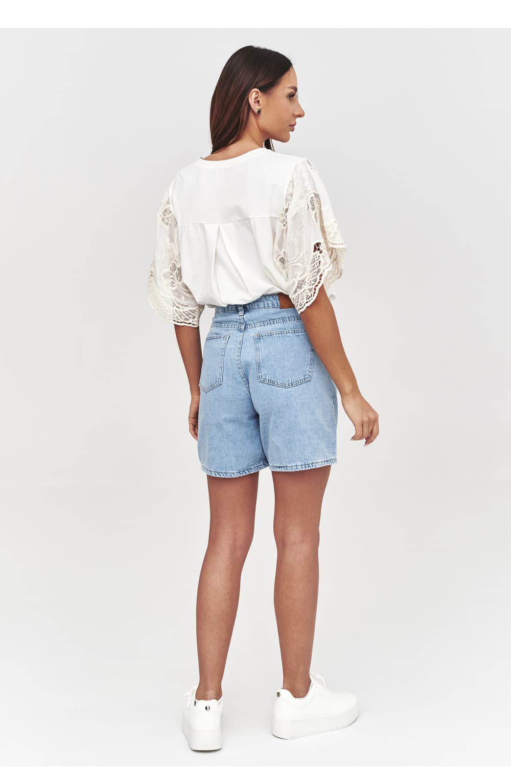 shorts in denim model 228315 Makadamia - Miniatura 3
