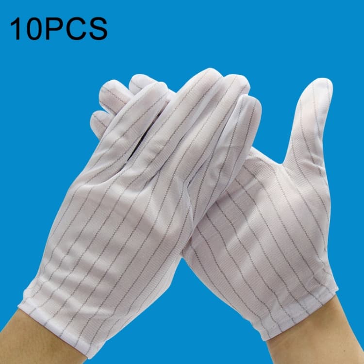 10 Pairs Anti-static Stripe Plastic Gloves, Size:Free Size