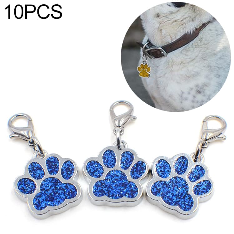 10 PCS Enamel Cat Dog Bear Paw Prints Key Chain Jewelry Making(Dark Blue)