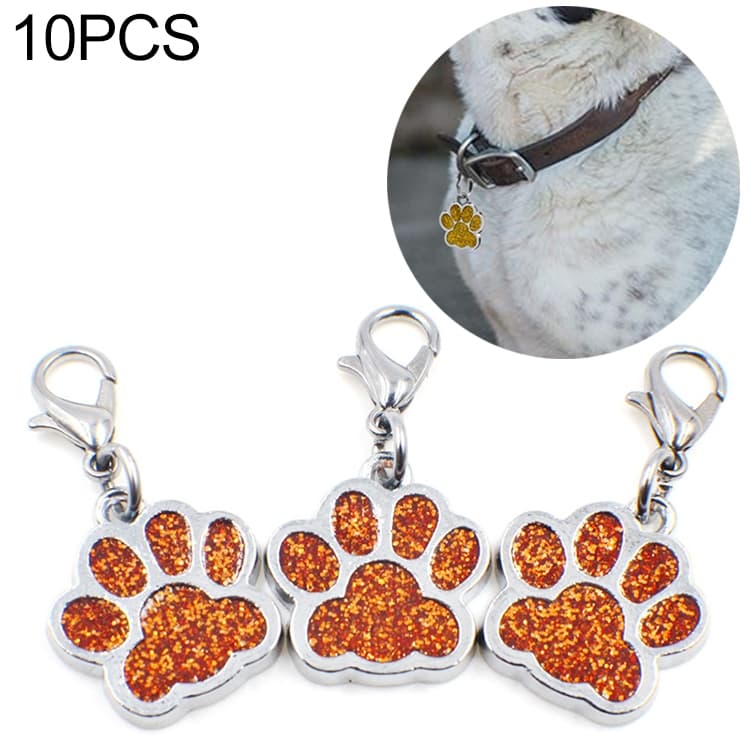 10 PCS Enamel Cat Dog Bear Paw Prints Key Chain Jewelry Making(Orange)
