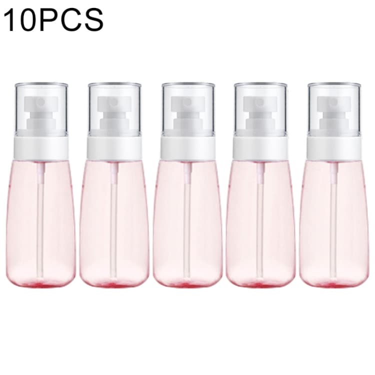 10 PCS Portable Refillable Plastic Fine Mist Perfume Spray Bottle Transparent Empty Spray Sprayer Bottle, 60ml(Pink)
