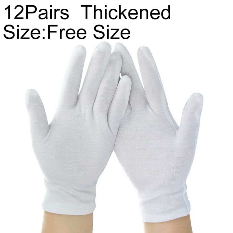 12 Pairs Pure Cotton Working Gloves, Thickened, Size:Free Size