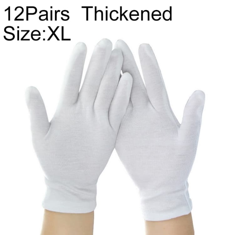 12 Pairs Pure Cotton Working Gloves, Thickened,Size:XL