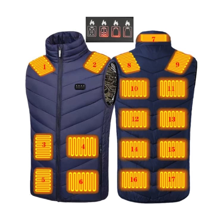 17 Area 4 Control Blue USB Electric Heating Undershirt Intelligent Warm Vest(XL)