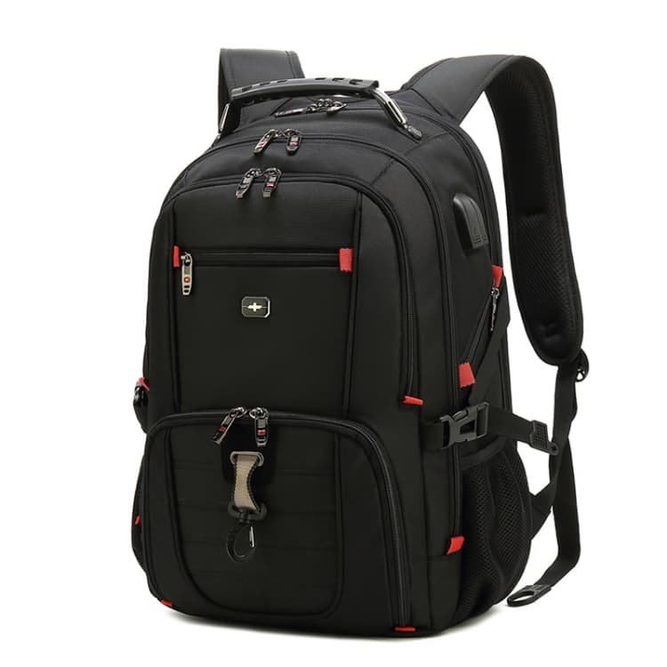 22 inch Multifunctional Business Large Capacity Waterproof Double-Shoulder Backpack with USB Interface(Black)