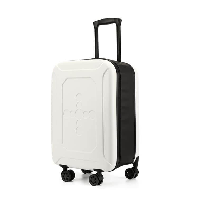24 inch Foldable Portable Universal Wheel Trolley Luggage Suitcase, with Combination Lock(White)