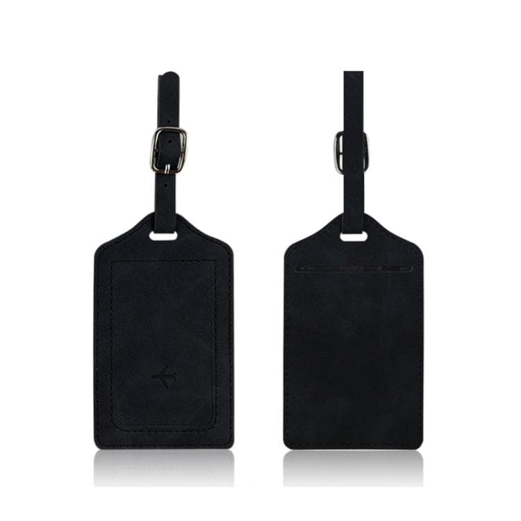 2pcs /Pack PU Leather Luggage Tag Holder & Boarding Pass Card Case for Travel(Black)