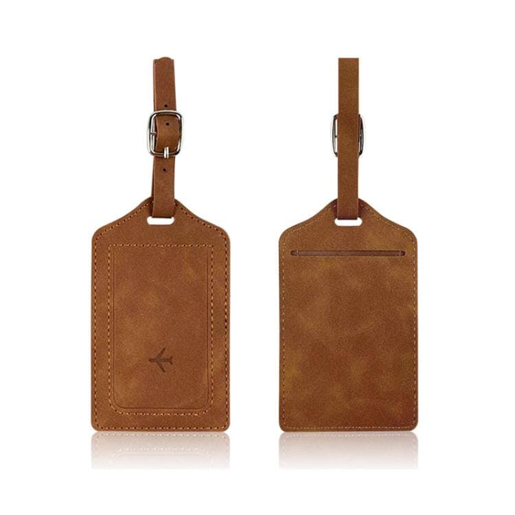 2pcs /Pack PU Leather Luggage Tag Holder & Boarding Pass Card Case for Travel(Brown)