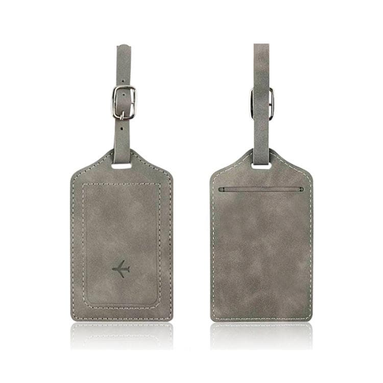 2pcs /Pack PU Leather Luggage Tag Holder & Boarding Pass Card Case for Travel(Gray)