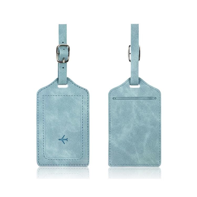 2pcs /Pack PU Leather Luggage Tag Holder & Boarding Pass Card Case for Travel(Light Blue)