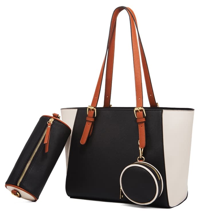 3 in 1 Fashion Simple Lady Diagonal Large Capacity Handbag(Black)