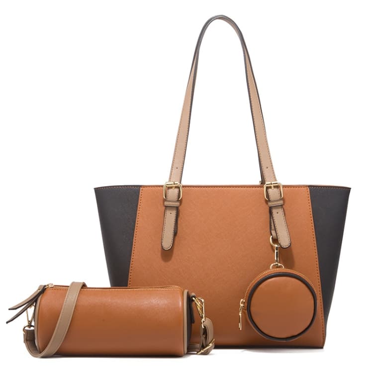 3 in 1 Fashion Simple Lady Diagonal Large Capacity Handbag(Brown)