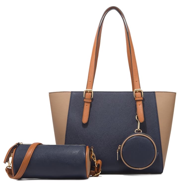 3 in 1 Fashion Simple Lady Diagonal Large Capacity Handbag(Navy Blue)