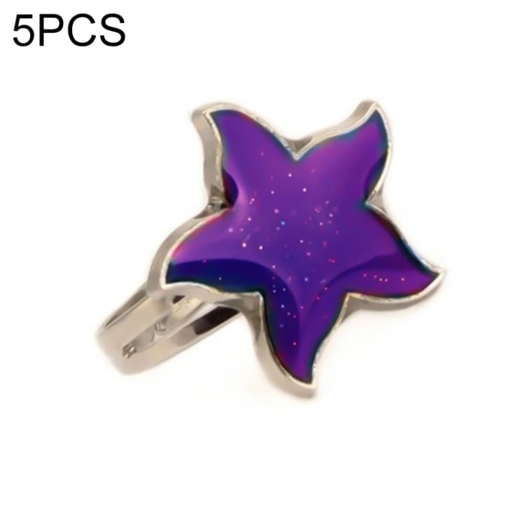 5 pezzi Anello aperto regolabile con scolorimento sensibile alla temperatura (Grande stella marina)
