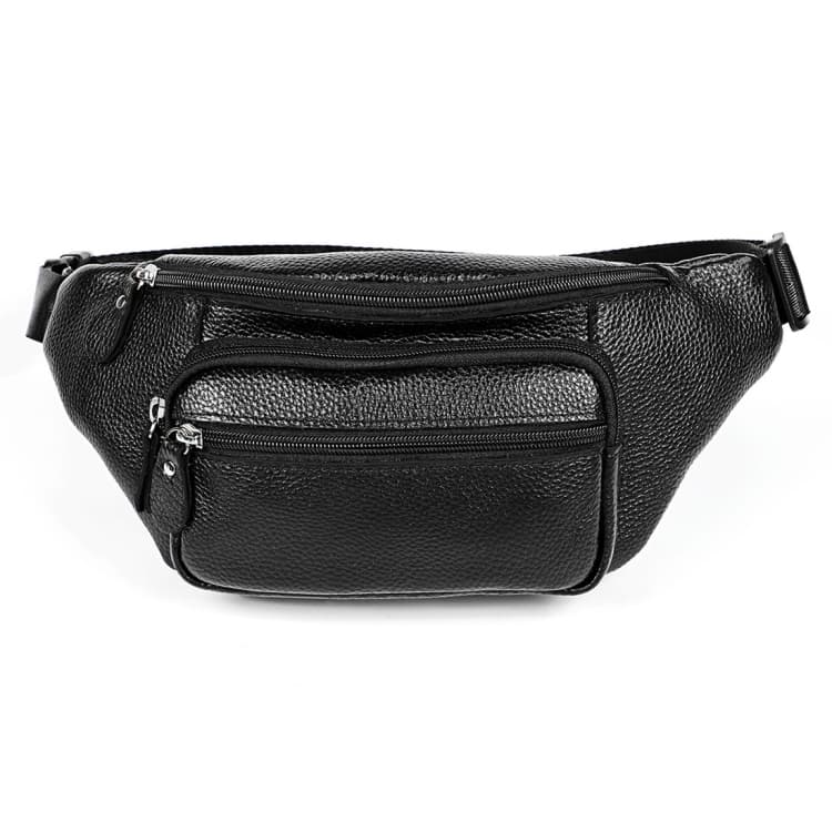 6030 Outdoor Leather Single Shoulder Messenger Bag Sports Multi-functional Phone Waist Bag(Black)