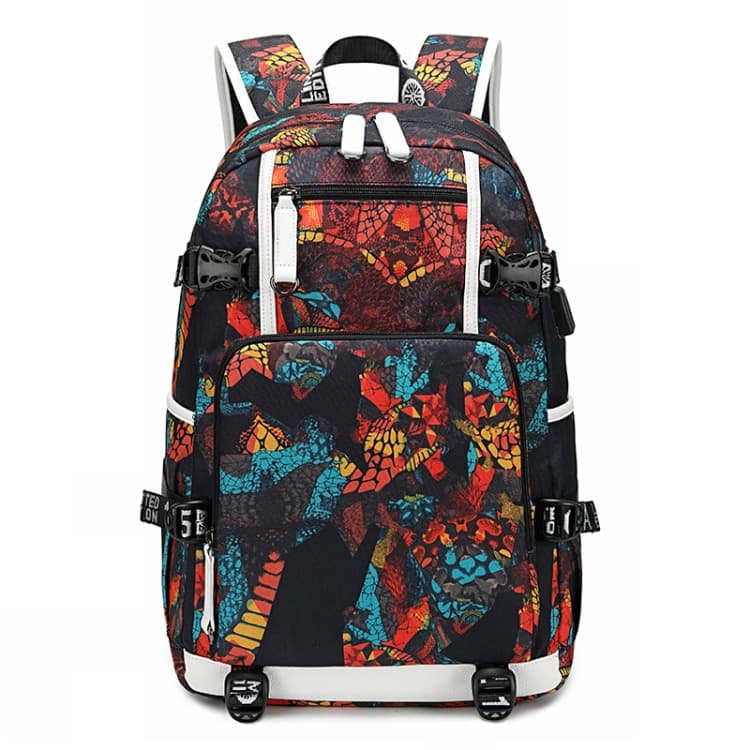 6101-4 Thermal Transfer Casual Backpack Simple Student Schoolbag(Printed Red)