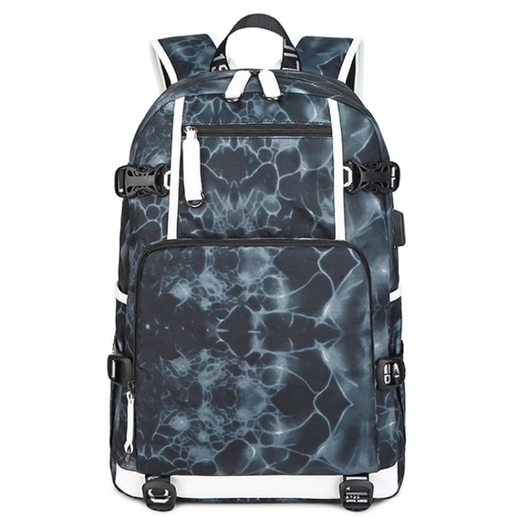 6101-5 Printed Backpack Large Capacity Computer Backpack Waterproof Student School Bag(Geometric Black)