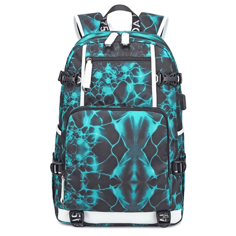 6101-5 Printed Backpack Large Capacity Computer Backpack Waterproof Student School Bag(Geometric Blue)