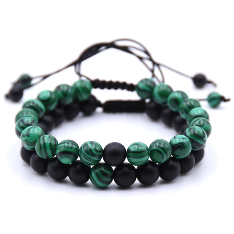 Bracciali da uomo in perle di pietra naturale da 8 mm con intreccio e ciondolo