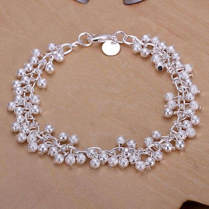 Bracciale in argento placcato 925 con fibbia a granchio e motivo uva