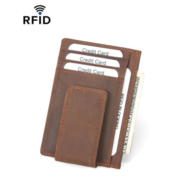 Anti-Skimming Multi-Card Slot Magnetic Card Wallet Billfold(Brown)