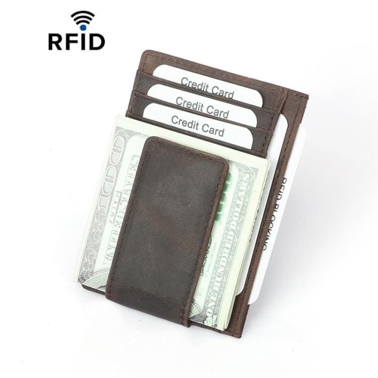 Anti-Skimming Multi-Card Slot Magnetic Card Wallet Billfold(Coffee)