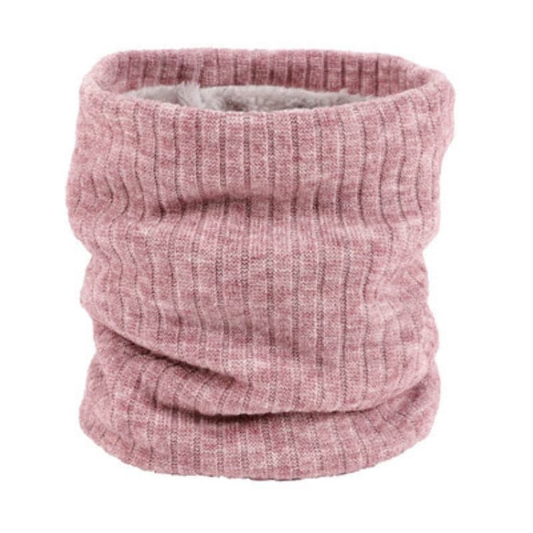 Autumn and Winter Outdoor Cycling Plus Velvet Knitted Warm Windproof Scarf(Leather Pink)