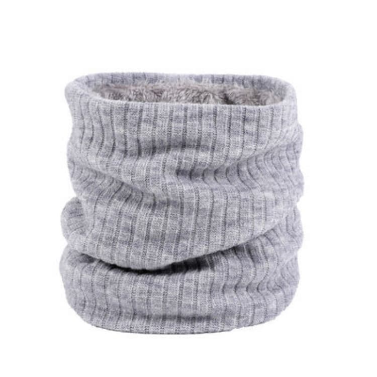 Autumn and Winter Outdoor Cycling Plus Velvet Knitted Warm Windproof Scarf(Light Gray)
