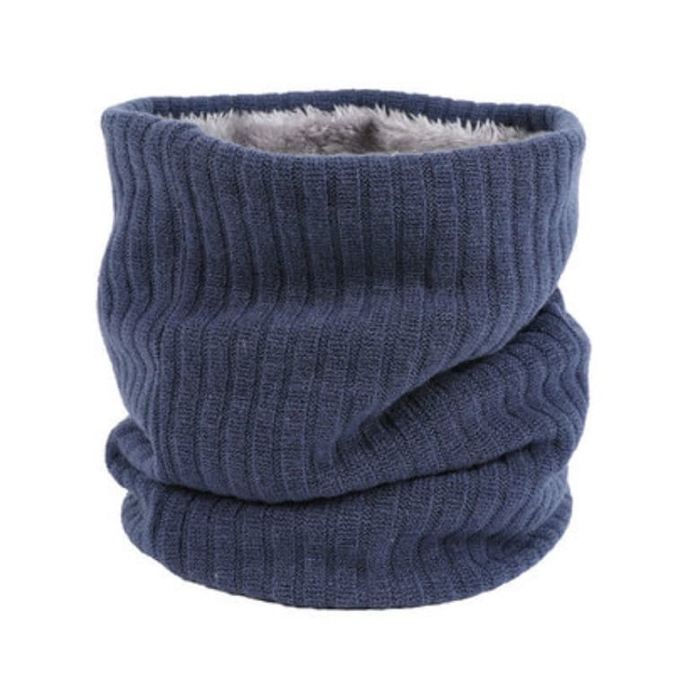 Autumn and Winter Outdoor Cycling Plus Velvet Knitted Warm Windproof Scarf(Navy Blue)