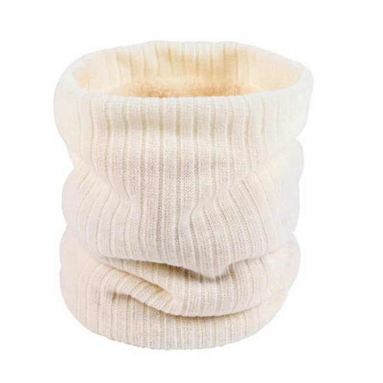 Autumn and Winter Outdoor Cycling Plus Velvet Knitted Warm Windproof Scarf(White)