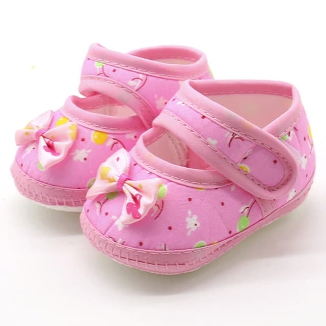 Scarpine per neonate a pois con lacci, suola morbida, prewalker, calde, casual, basse (Rosa Farfalla)