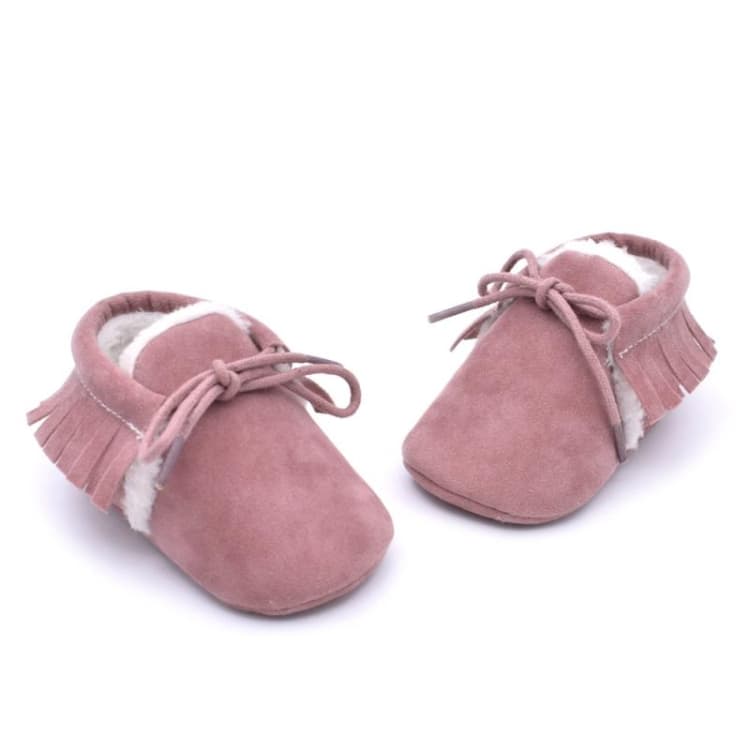 Scarpine Mocassini Baby Frange Suola Morbida Antiscivolo Calzature Culla PU Pelle Scamosciata Prime Scarpe (Lilla Chiaro)