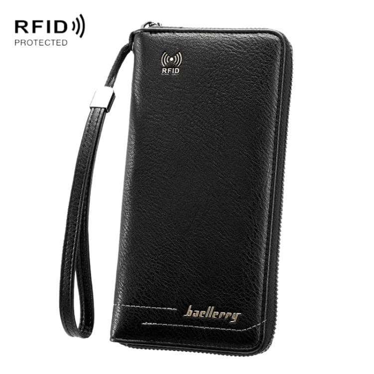 Baellerry C3166 Long Antimagnetic RFID Zipper Clutch Large Capacity Multi-Card Wallet(Black)