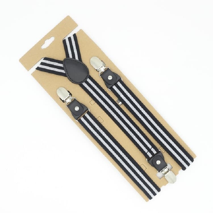 Bib Pants Anti-drop Clips Y Shape Shoulder Strap Clip for Men / Women(Black White Stripes)