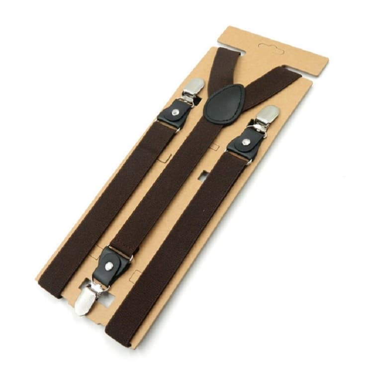 Bib Pants Anti-drop Clips Y Shape Shoulder Strap Clip for Men / Women(Brown)
