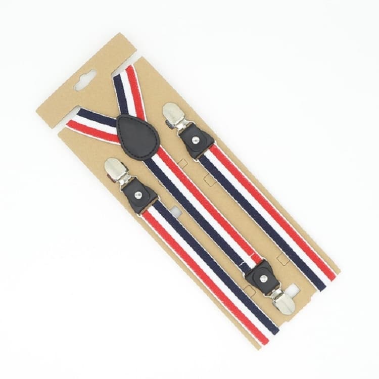 Bib Pants Anti-drop Clips Y Shape Shoulder Strap Clip for Men / Women(Red White Blue Stripes)