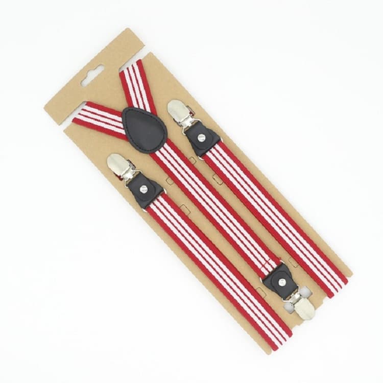 Bib Pants Anti-drop Clips Y Shape Shoulder Strap Clip for Men / Women(Red White Stripes)