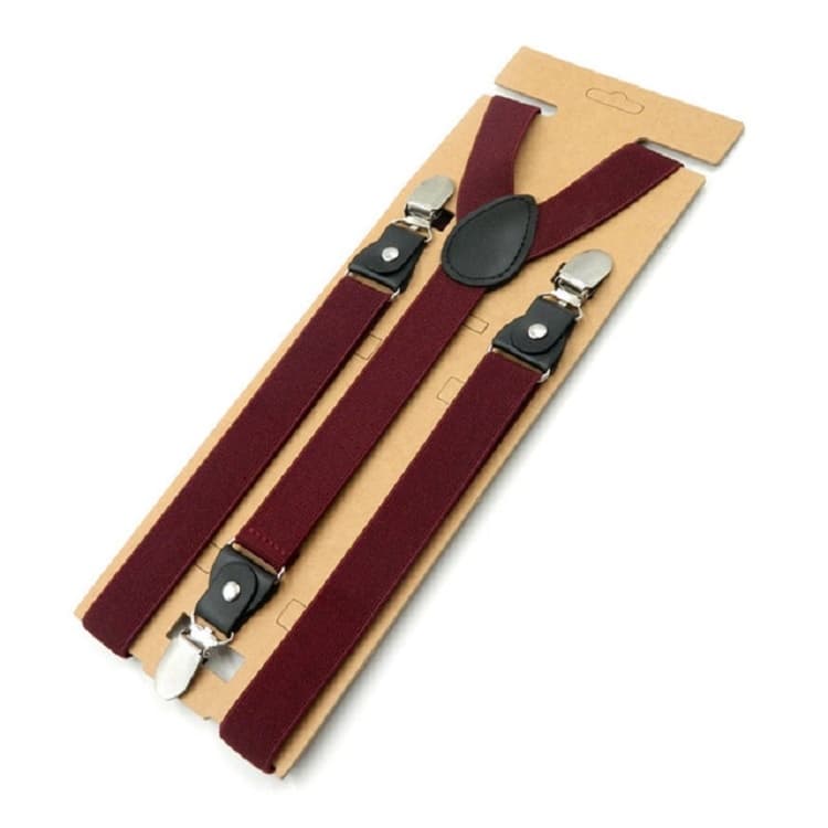 Bib Pants Anti-drop Clips Y Shape Shoulder Strap Clip for Men / Women(Red Wine)
