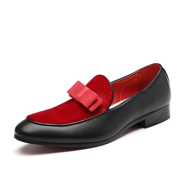 Bowknot Wedding Dress Male Flats Gentlemen Casual Shoes, Shoe Size:45(Red)