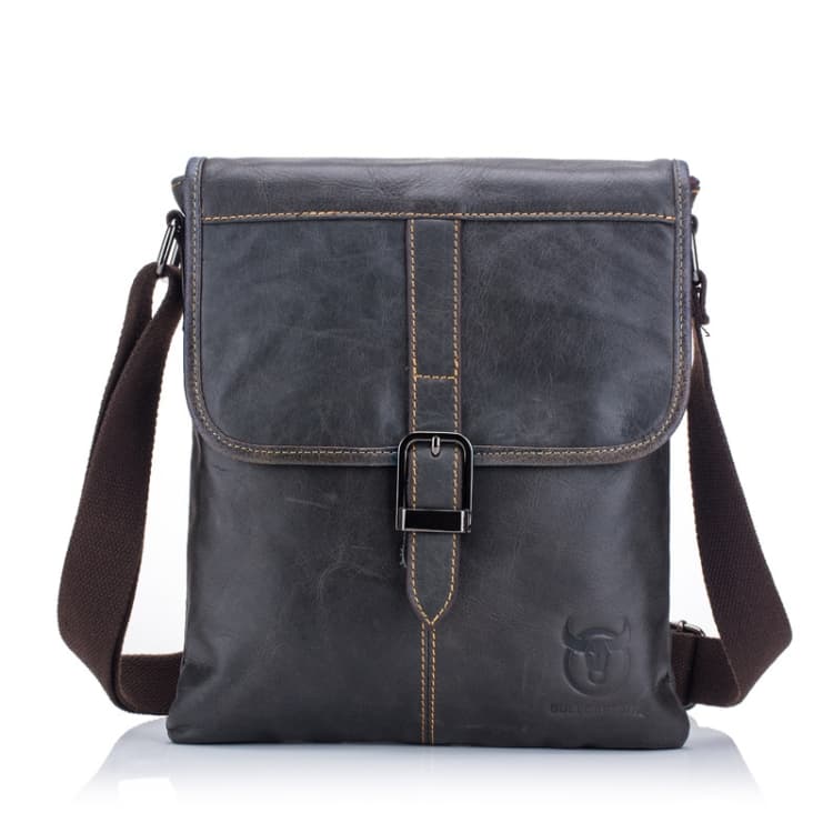BULL CAPTAIN 034 Men Leather Shoulder Bag Sports Outdoor First-Layer Cowhide Bag(Iron Blue)